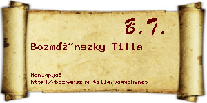 Bozmánszky Tilla névjegykártya